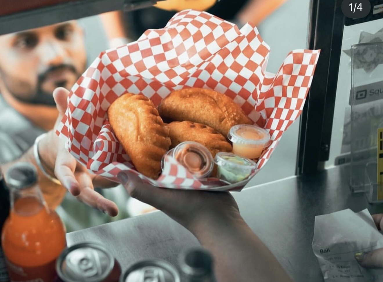 Empanadas fresh out of the fryer, ready to serve